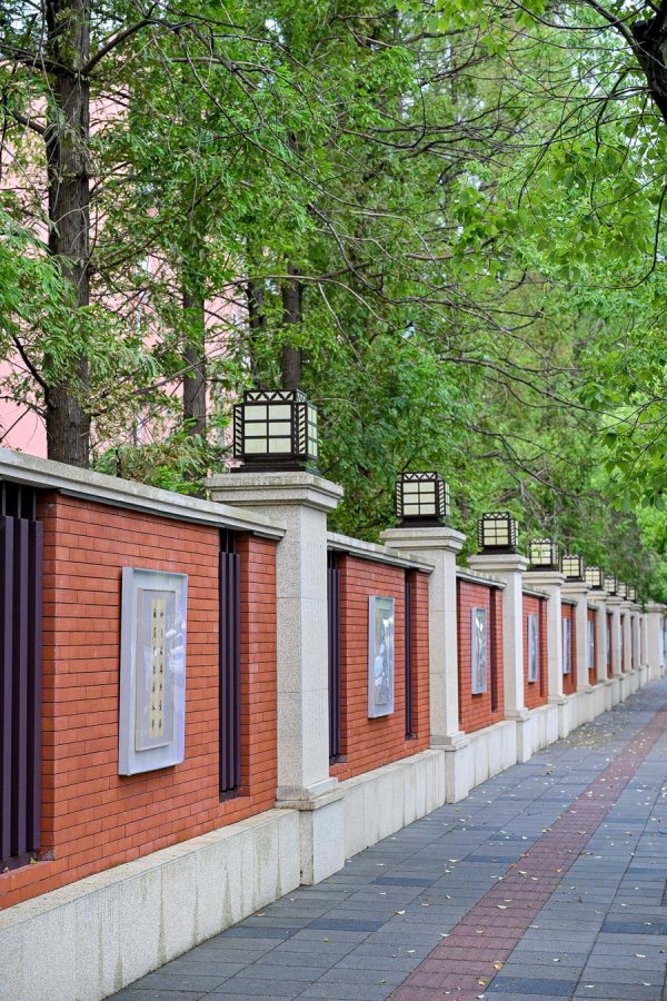 红和古 闵行华漕镇，这处马路美术馆400米的红墙上，正在展出80幅书画篆刻作品